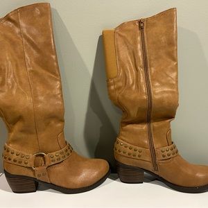 Ruff Hewn knee-high heeled boot in Cognac color